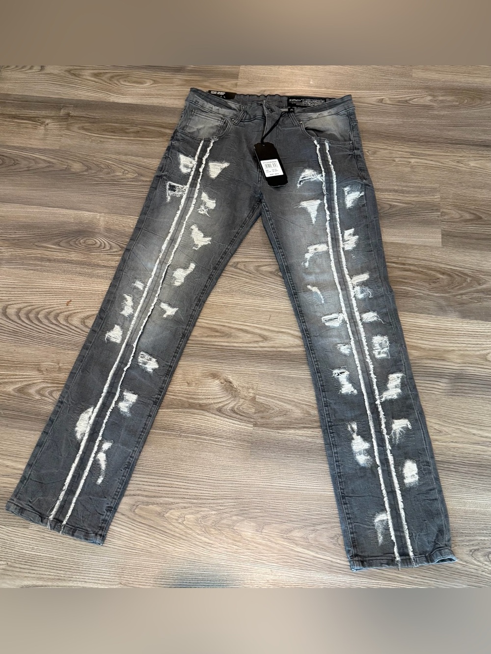 M.Society Straight Fit Gray Distressed Jean Mens size 34 x 32 NWT
